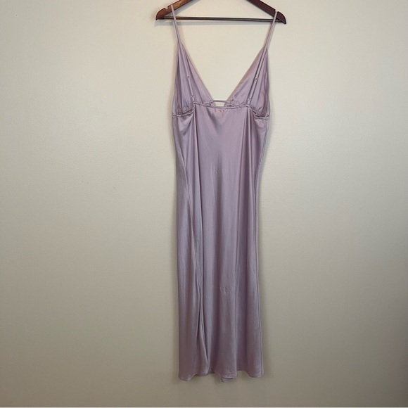 Maison Essentiele Slip On 100% 6A Silk Sleep Gown Long Size Large Light Purple - Picture 6 of 12